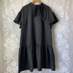 ELOQUII Black High Mock Neck Ruffle Shift Dress 20